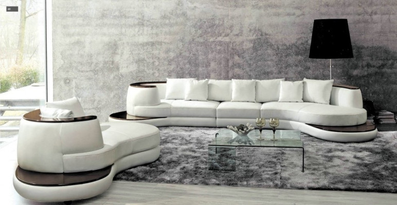 Rundsofa Designer Ecksofa Sofa Couch Polster Leder Garnitur Wohnlandschaft Royal