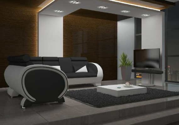 Ecksofa mit USB Ledersofa Ledergarnitur Eckcouch Design Sofa Leder Couch "VIGO"