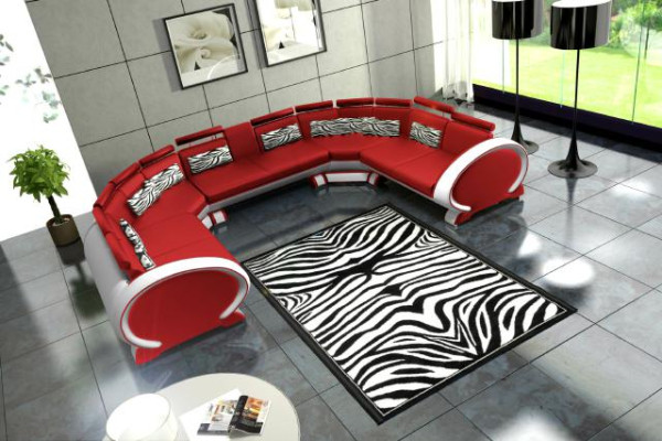 Couchgarnitur Wohnlandschaft Modernes Sofa Ecke Sitzecke Leder Couch Polster USB