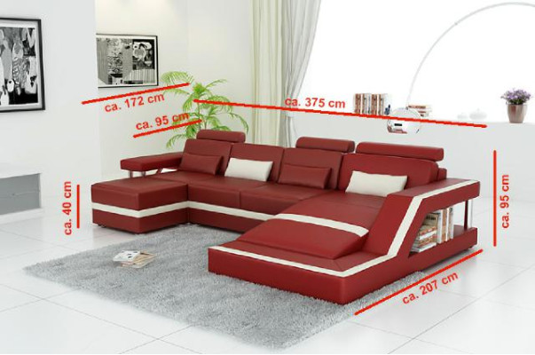 Designer Ecksofa Sofa Wohnlandschaft Big Modernes Ledersofa mit USB HAMBURG III