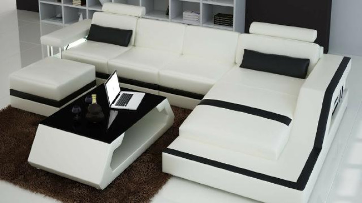Designer Ecksofa Sofa Wohnlandschaft Big Modernes Ledersofa mit USB HAMBURG III