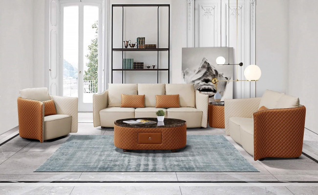 Design Ledersofa Couch Polster Garnitur Sofa 321 Sitzer Klassische Couchen Neu