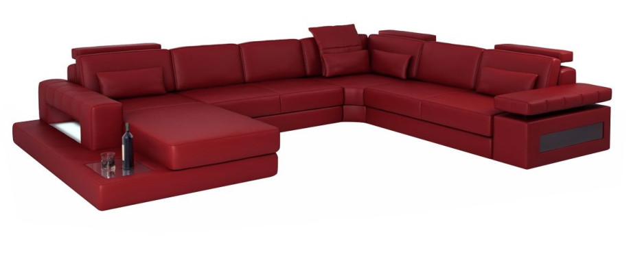 Eckcouch in U-Form aus hochwertigem Premium-Lederfaserstoff