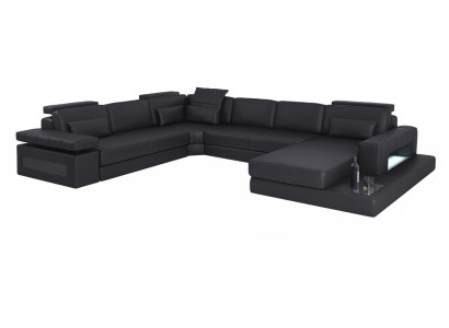 Wohnlandschaft Bettfunktion Leder Ecksofa U-Form Sofa Couch Textil Sofas Design