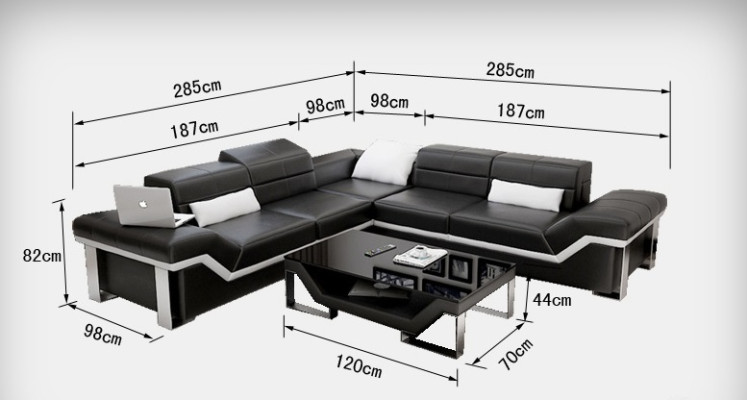 Ledersofa USB Wohnlandschaft Ecksofa Ecke Garnitur Design Sofa Couch K5007B Neu