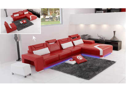 Ledersofa Couch Wohnlandschaft Ecksofa Eck Garnitur Design Modern Sofa F3011C