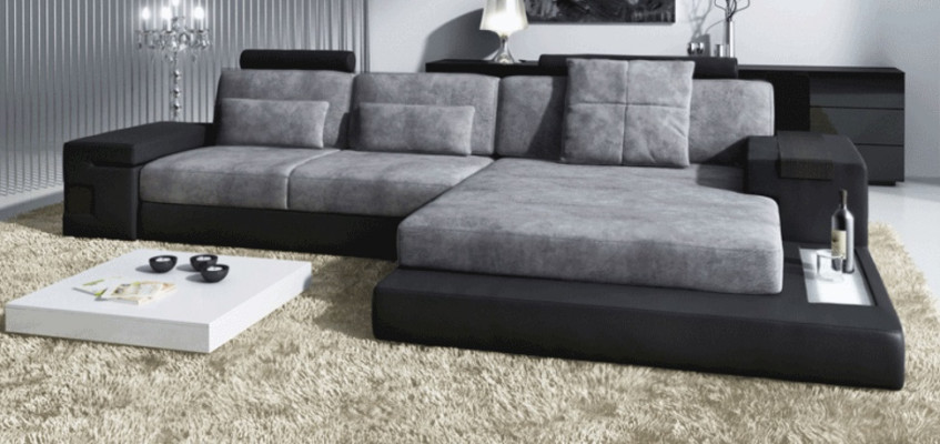 Ecksofa Wohnzimmer L-Form Polster Sofa Leder  Design NEU Modern