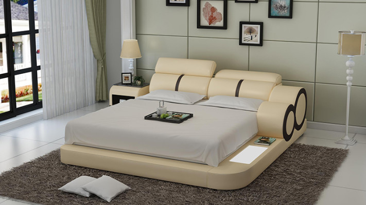 Wasserbett Hotel Doppelbett Betten Komplett Lederbett Polsterbett Wasser Mit USB