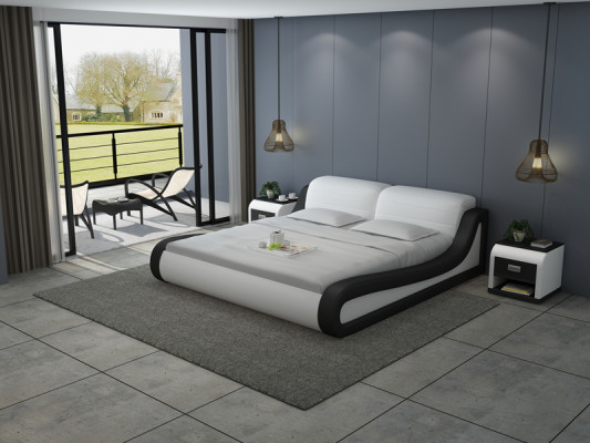 Wasserbett Hotel Doppelbett Betten + USB Komplett Lederbett Wasser Polsterbett