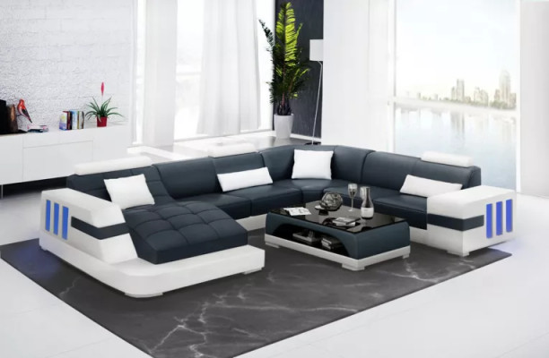 Designer Sofa Ecksofa Ledersofa Sofas UForm Polster Couch Wohnlandschaft Leder
