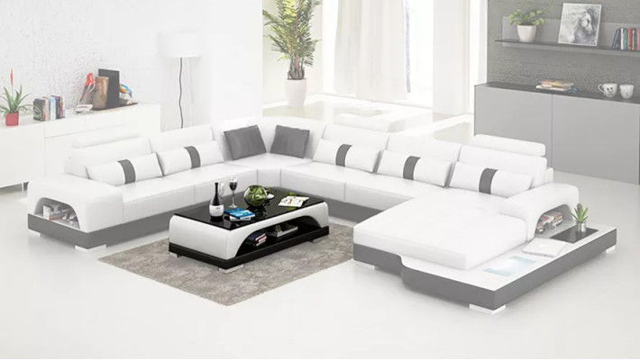 Eckgarnitur Sofa Polster Eckgruppe Wohnlandschaft Ledersofa Couchen sofas U-Form