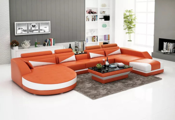 Eckgarnitur Sofa Polster Eckgruppe Wohnlandschaft Ledersofa Couchen sofas 2tlg.