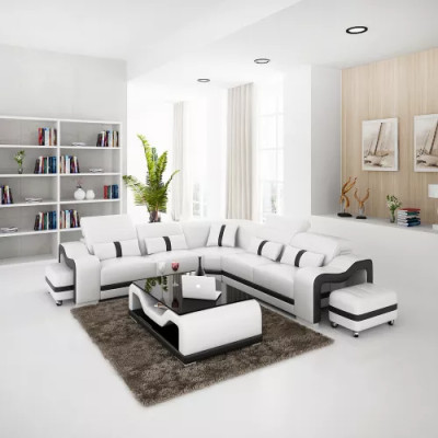 Eckcouch Sitzpolster Eckgarnitur Wohnlandschaft Sofa Couch Hocker Couchtisch Neu
