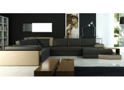 XXL Design Ecksofa Big Sofa mit USB Couch Wohlandschaft U Form Leder Textil Ecke