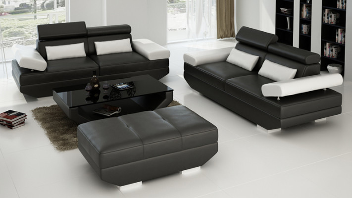 Ledersofa Sofa mit USB Wohnlandschaft 2+2 Garnitur Design Couch Sofa