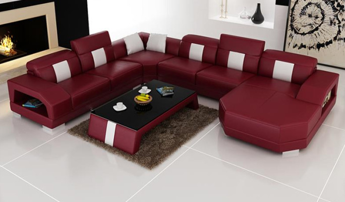 Wohnlandschaft Couch Polster Eck Garnitur Designer Ledersofa