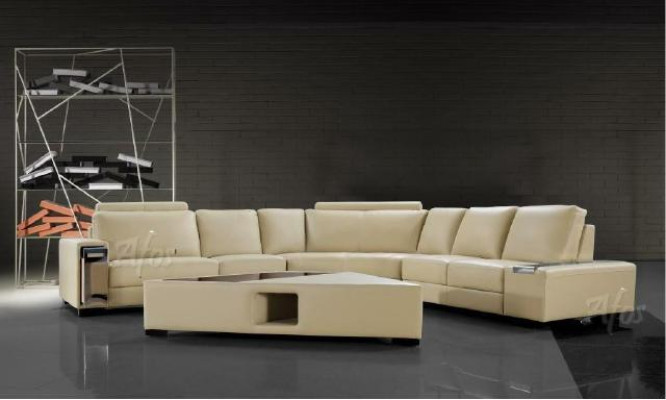 Ledersofa Ecksofa Sofa mit USB,Design Sitz Polster Garnitur Wohnlandschaft 2348