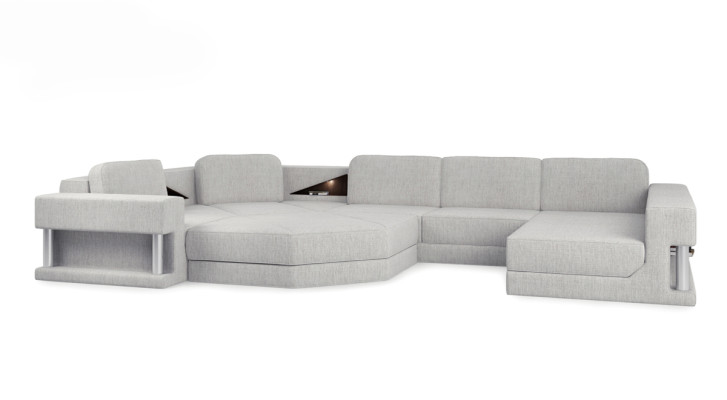Modern Ecksofa USB LED Couch Polster Leder Design Sofa Garnitur Wohnlandschaft