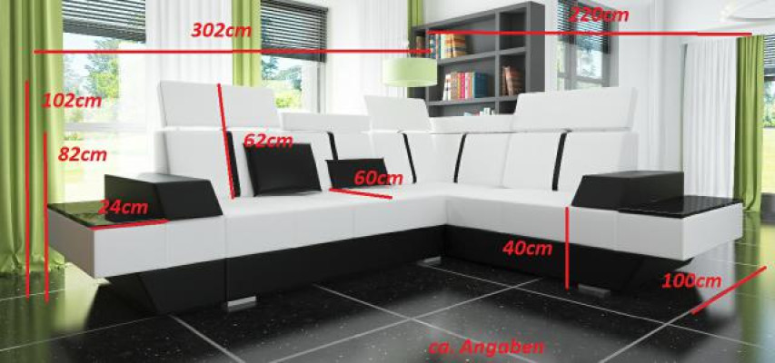 Maßfertigung Ledersofa USB Wohnlandschaft Polster Sofa Ecksofa Eckcouch Couch