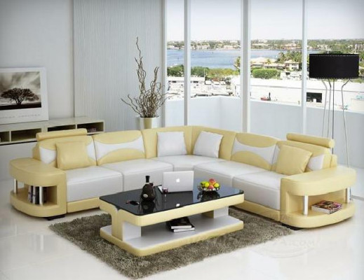Wohnlandschaft Polster Ecke Eck Sofa + USB,Garnitur Landschaft Leder Textil Neu