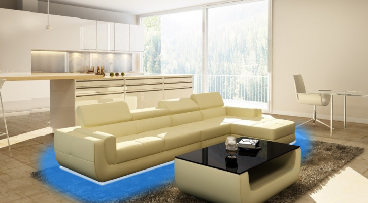 Ecksofa Ledersofa + USB Wohnlandschaft L Form Sofa Polster Sitz Ecke Tettau Rot