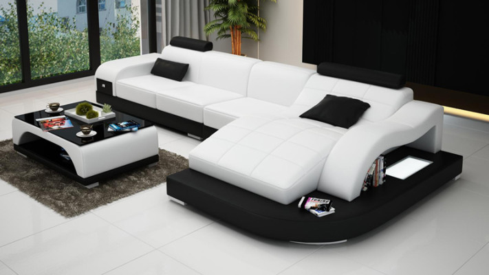 Wohnlandschaft Ecksofa Sofa mit USB Ledersofa Designersofa Sitz Polster Neu 3375