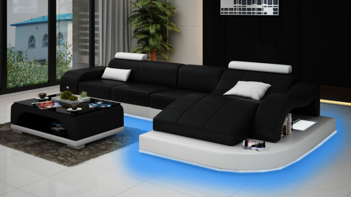 Wohnlandschaft Ecksofa Sofa mit USB Ledersofa Designersofa Sitz Polster Neu 3375