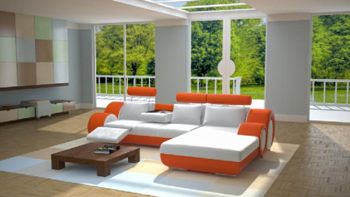 Design Garnitur Wohnlandschaft Eckcouch Couch Sofa Polster Massfertigung USB