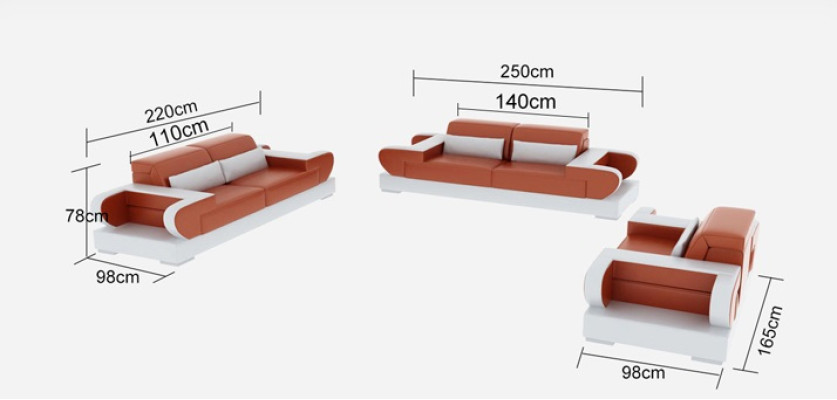 Ledersofa Couch Wohnlandschaft 3+2+1 Sitzer Garnitur Design Modern Sofa mit USB