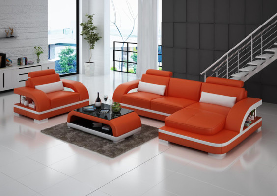 Ledersofa Couch Wohnlandschaft Ecksofa Eck Modern Sofa Design Garnitur