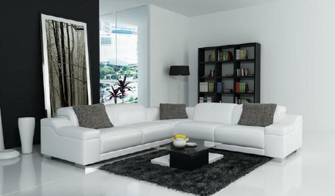 Wohnlandschaft Polster Ecke Eck Sofa mit USB Garnitur Landschaft Leder 2711D