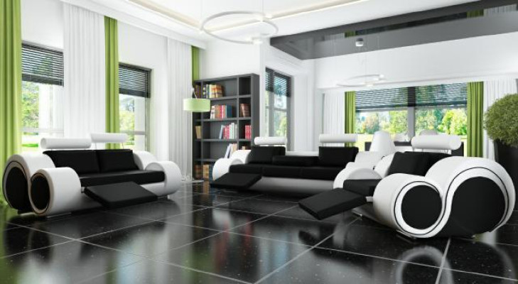 LEDERSOFA 321 SOFAGARNITUR SITZER RELAX POLSTERGARNITUR COUCH COUCHGARNITUR