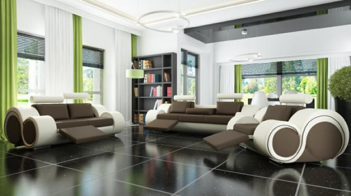 Sofa BERLIN Polster Couch Garnitur 3+2 Sitz Designer Sofa Ledersofa mit USB Neu
