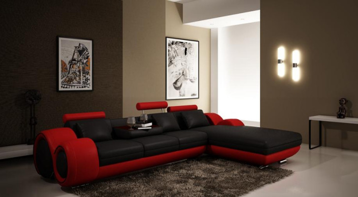 Patentiertes Design Ecksofa Sofa +USB,Polster Leder Ecke BERLIN Wohnlandschaft