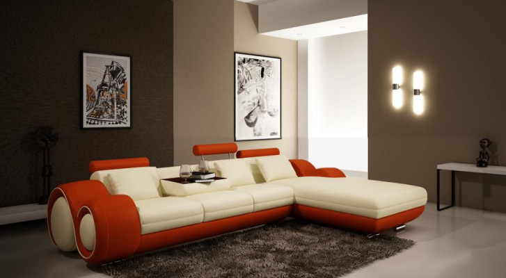 Patentiertes Design Ecksofa Sofa + USB,Polster Leder Ecke BERLIN Wohnlandschaft