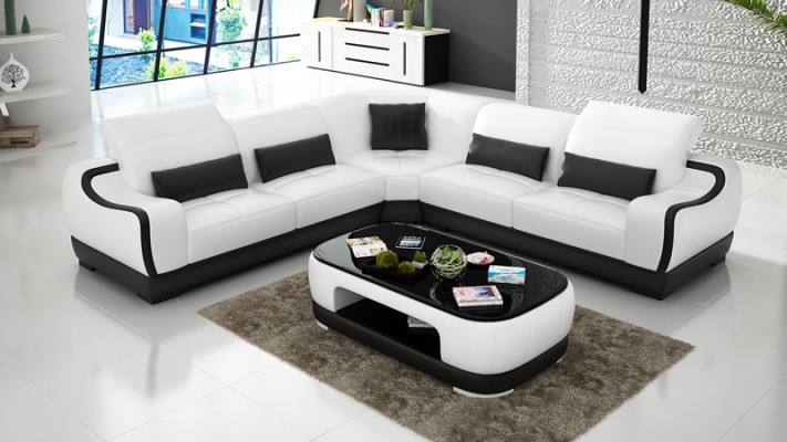 Ledersofa Couch Wohnlandschaft Ecksofa Eck Garnitur Design Modern Sofa G8025B
