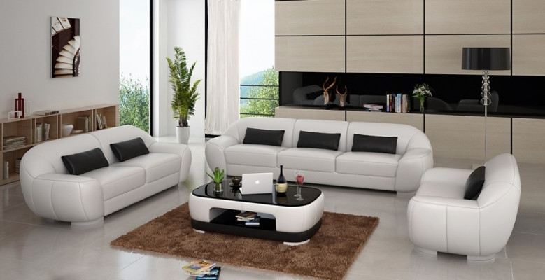 Sofagarnitur 3+2+1 Couch Polster Sitz Leder Garnitur Designer Set Neu Homberg W