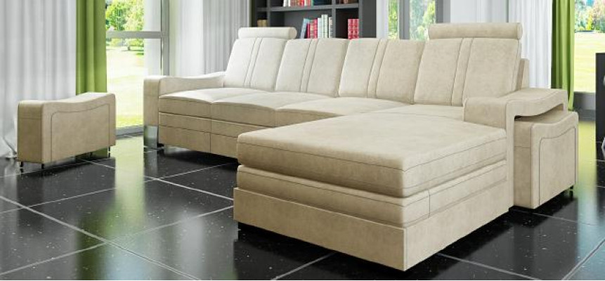 Stoffcouch mit USB Sofa Polster Garnitur Ecke Neu Textilcouch Eckcouch Stoffsofa