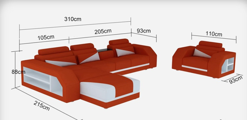 Leder Eck Sofa mit USB Garnitur Sofas Couchen Polster Wohnlandschaft Sessel Ecke