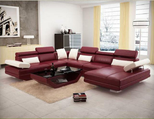 Eck Sofa mit USB Couch Wohnlandschaft Leder Couchen Polster Ecke Sitz Garnitur