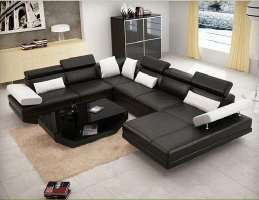 Eck Sofa mit USB Couch Wohnlandschaft Leder Couchen Polster Ecke Sitz Garnitur