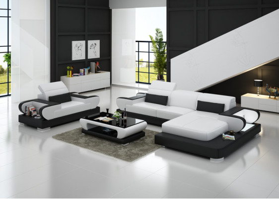 Design XXL Big Sofa Ecksofa mit USB Ledersofa Couch Polster Ecke Wohnlandschaft