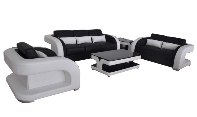 XXL Leder Wohnlandschaft Garnitur Design Modern Sofa + USB Garnituren 3+2+1 Neu