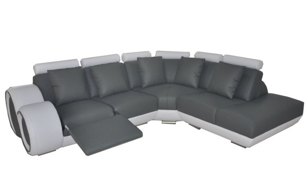 Ledersofa Couch Wohnlandschaft Eck Garnitur Design Modern Sofa + USB Neu Ecksofa