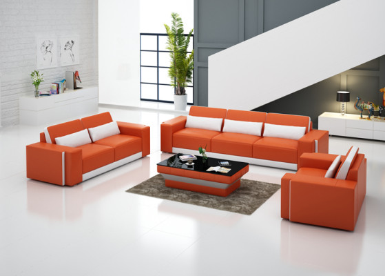 Ledersofa mit USB,Couch Wohnlandschaft Sofagarnitur Sofa Garnitur Design Modern