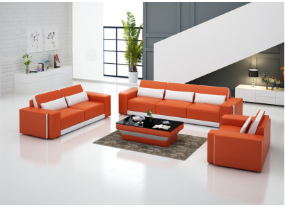 Ledersofa mit USB,Couch Wohnlandschaft Sofagarnitur Sofa Garnitur Design Modern
