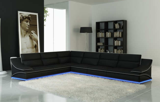 Ledersofa Couch Wohnlandschaft Ecksofa Eck Garnitur Design Modern Sofa USB A1160