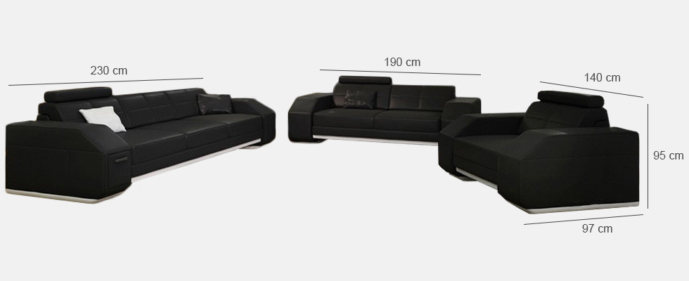Ledersofa mit USB Sofagarnitur 3+2+1 Leder Couch Polster Sitz Designer Garnitur