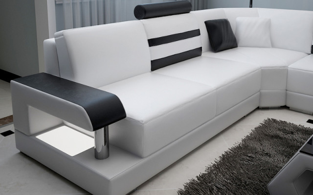 Leder Wohnzimmer Garnituren Couch Set Sofas Couchen Sofagarnitur 3+2+1 mit USB