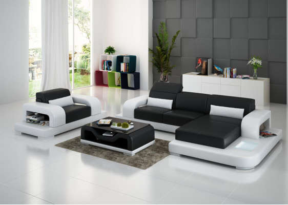 Ecksofa L-Form Sessel Holz Modern Kaffeetisch Komplett Ecksofa Couchtisch Neu